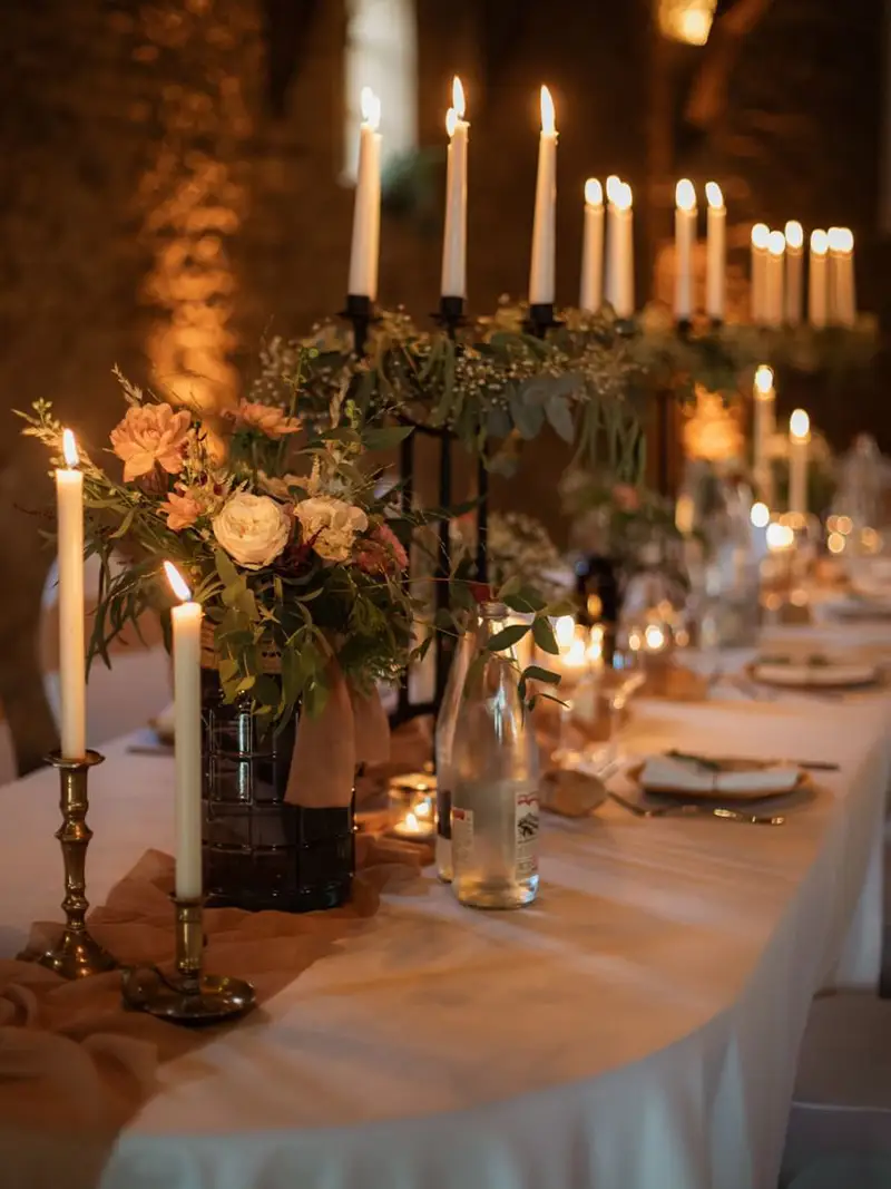 Scène de mariage avec fleurs et décoration à Lyon